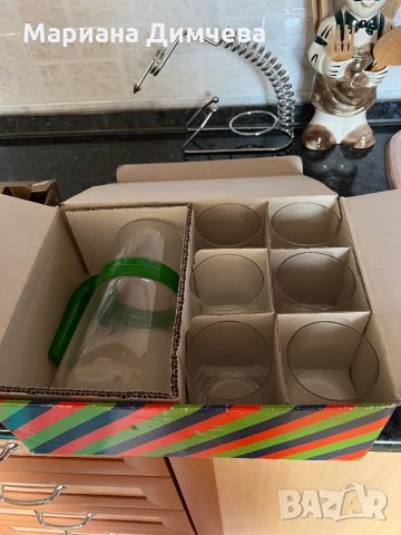 Нов италиански мултифункционален сервиз/Кана и 6 бр. Чаши/