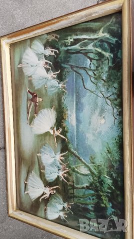 Винтидж картина, щампа, принт на Карлота Едуардс Балетна сцена Лебедово езеро. , снимка 2 - Антикварни и старинни предмети - 42102764