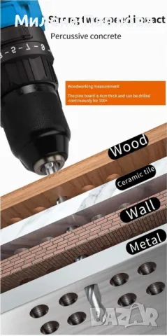 Машина за пробиване и завинтване в куфар, 23 Части, 2 Батерий, снимка 5 - Други машини и части - 47918759