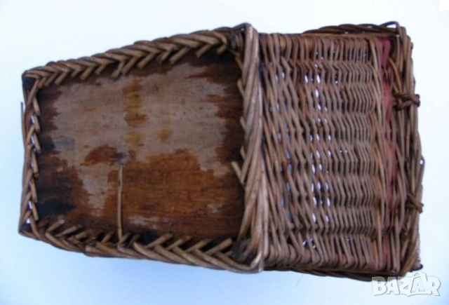 РЕТРО Българска Дървена Плетена КОШНИЦА за Пикник 52x35x48 см Кошник с Капаци НРБ Декорация БАРТЕР, снимка 5 - Антикварни и старинни предмети - 52022964