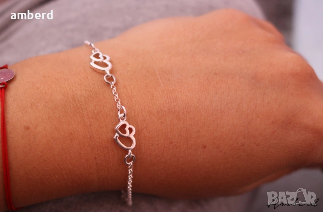 Нежна и изящна сребърна гривна - модел В017, снимка 3 - Гривни - 53411056