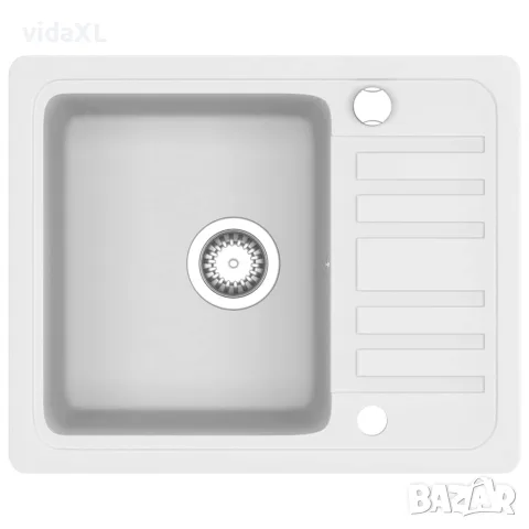 vidaXL Гранитна кухненска мивка с едно корито, бяла, снимка 1 - Мивки - 56146076