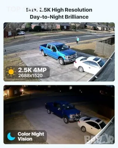 Нова Двойна WiFi Камера 2.5K ZOSI - Ултра HD, AI Детекция, Нощно Видение, снимка 6 - Аналогови камери - 49239189