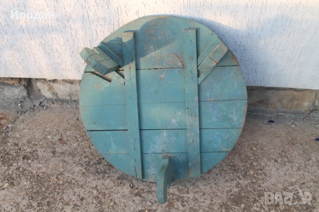 Дървена синя маса за битов кът, снимка 5 - Антикварни и старинни предмети - 44436023