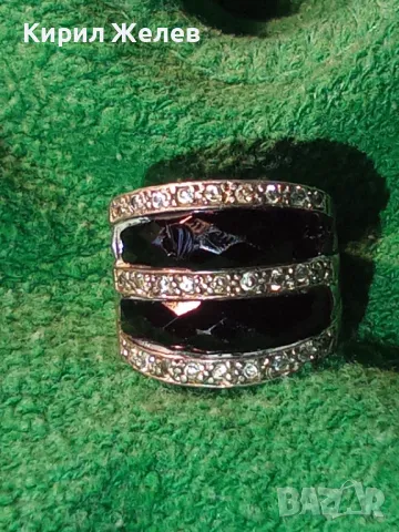 СТАР ШИКОЗЕН СТИЛЕН СРЕБЪРЕН ПРЪСТЕН СРЕБРО 925 с ФАСЕТИРАН ОБСИДИАН и ИСКРЯЩИ ЦИРКОНИ 49309, снимка 17 - Пръстени - 49294846