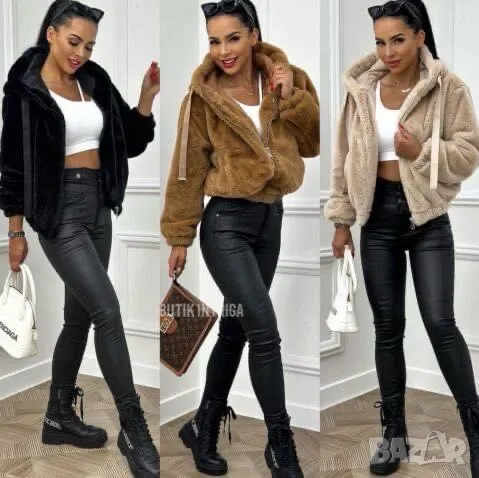 Зимно плюшено яке, снимка 2 - Якета - 47386690