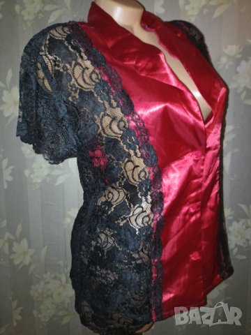 Dream girl L-Нова  с етикет пижама от червен сатен и дантела в черно , снимка 8 - Пижами - 38721451