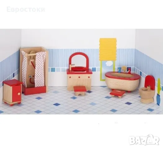 Игрален комплект Goki Bathroom – обзавеждане за баня за куклена къща, снимка 2 - Образователни игри - 47427543
