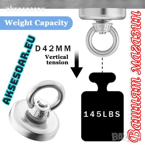Супер Силен мощен неодимов магнит който се закача с въженце за изваждане на метални предмети от река, снимка 10 - Други инструменти - 47838502
