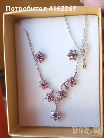 Сребърен комплект Пандора, колие и обици , снимка 2 - Колиета, медальони, синджири - 52414350