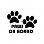 Стикер за кола/автомобил с надпис "Paws on board" Стикери за коли с надпис "Куче на борда"