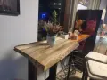 4 бр. Дизайнерски бар стола и бар маса орех, снимка 1