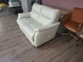 Кремав кожен диван двойка, снимка 5