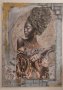 Винтидж картина Африкански финес, снимка 1 - Картини - 41344861