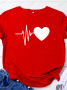 Нова дамска ежедневна тениска с къс ръкав с щампа EKG, 18цвята, снимка 1 - Тениски - 44811809