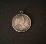 Винтидж сребърен медальон с изображение на М.Терезия от едната страна и двуглав орел-от другата, снимка 1