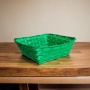 4556 Квадратен плетен панер в зелено, 26 см, снимка 2