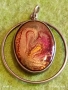 Сребърен Арт медальон дихройчно стъкло Ретро бижу 65715, снимка 7