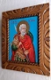 Дърворезбована рамка с икона " Св. Мина "- иконопис. , снимка 2
