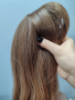Дълга коса омбре перука с бретон висококачествен косъм, снимка 1 - Аксесоари за коса - 44526532