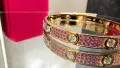 CARTIER Love Paved Capsule Rose Gold 10 Pink Sapphires Diamonds Гривна с Отверка, снимка 8