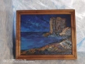 Стара Картина Масло върху Фазер Техника Импасто Морски Пейзаж, снимка 1