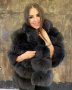 Луксозно дамско палто естествен косъм лисица и естествена кожа код 56