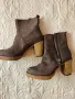 Промо 30лв! Кафяви, велурени боти с подметка от каучук, снимка 1