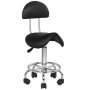 Козметичен/фризьорски стол - табуретка с облегалка AS-6001- 45/60 см - бяла/черна, снимка 7
