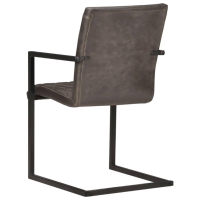 Конзолни трапезни столове, 2 бр, сиви, естествена кожа   , снимка 5 - Столове - 44796551