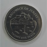 Юбилейна монета 25 пенса Джърси 1977г., снимка 1 - Нумизматика и бонистика - 41472144
