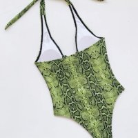 Зелен неонов змийски цял бански, М, снимка 3 - Бански костюми - 41383810