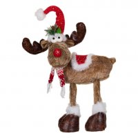 Коледен декоративен северен елен, шапка с пайети с червено седло, 65см , снимка 1 - Декорация за дома - 34744155