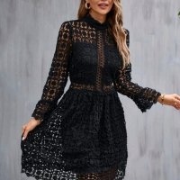 Великолепна рокля с дантела в черно , снимка 1 - Рокли - 41145437