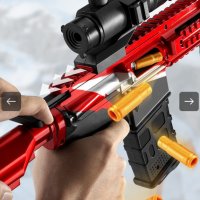 Детска играчка пушка автомат с меки патрони и допълнителни екстри / Цвят: Червен / Материал: пластма, снимка 4 - Други - 42242397