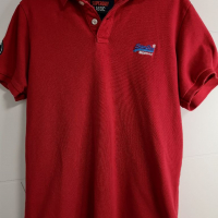 Мъжка тениска с яка Superdry & Polo, XL, червена с къс ръкав, снимка 7 - Тениски - 36507097