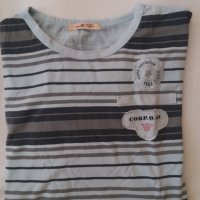 Мъжка блуза фланелка на райета с надпис размер L, снимка 3 - Тениски - 33848358