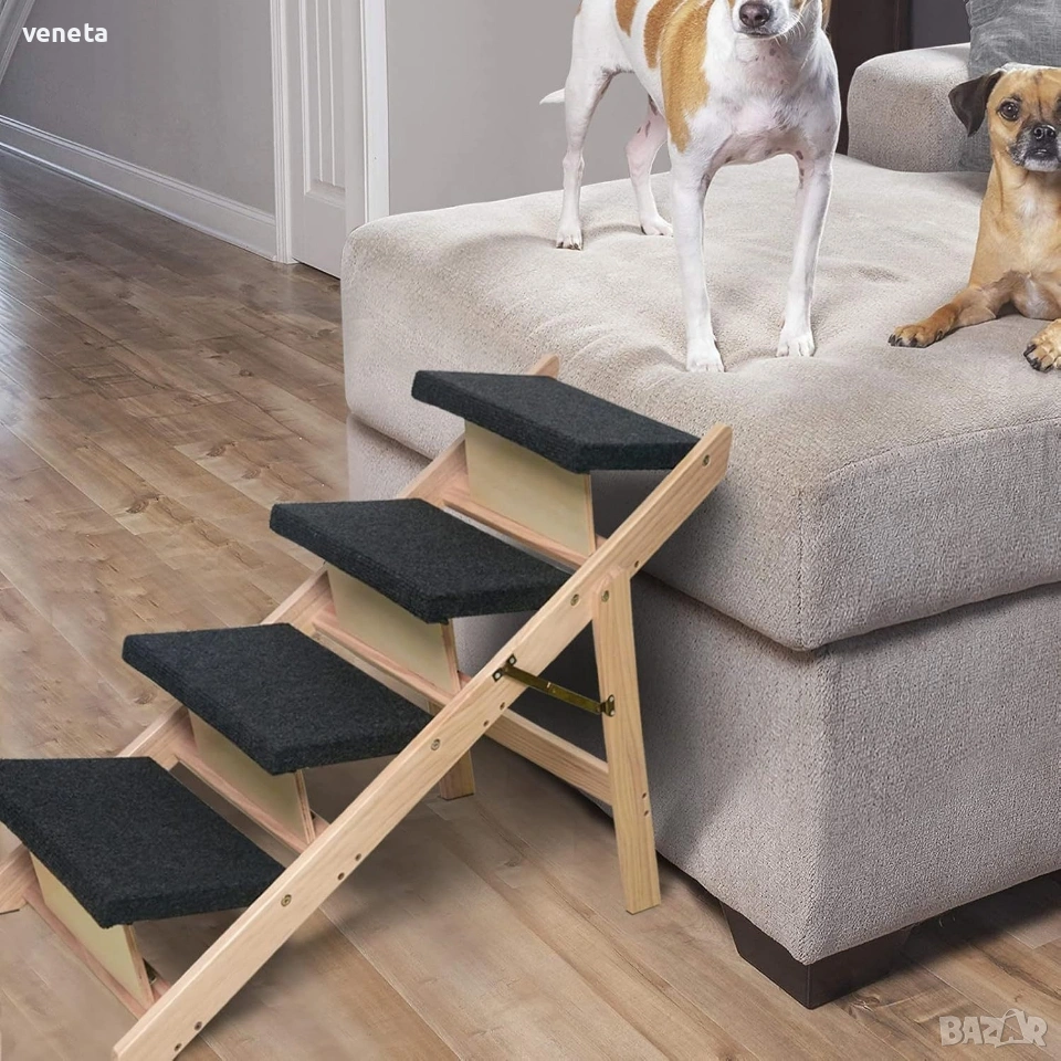 Дървена кучешка стълба за вътрешна и външна употреба , снимка 1