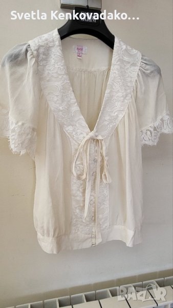 Бяла блуза  коприна, снимка 1