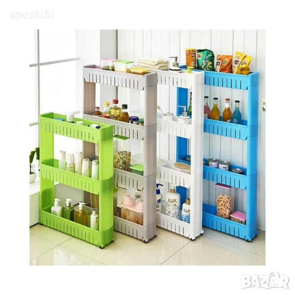 Подвижна кухненска етажерка на колелца с 3 и 4 рафта, снимка 1