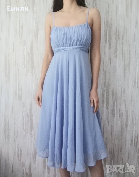 VILA y2k елегантна дамска рокля с дължина под коляното в син цвят р-р S, снимка 1