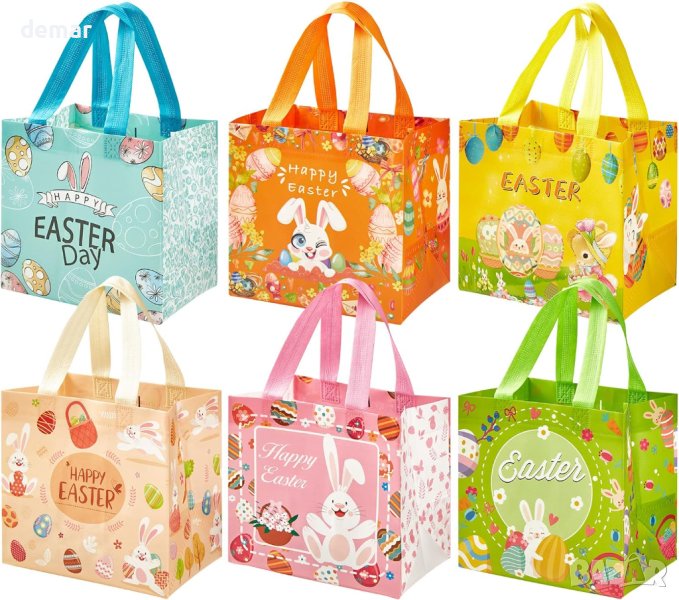 6 бр. торбички с дръжки за великденски подаръци, водоустойчиви, за многократна употреба, снимка 1