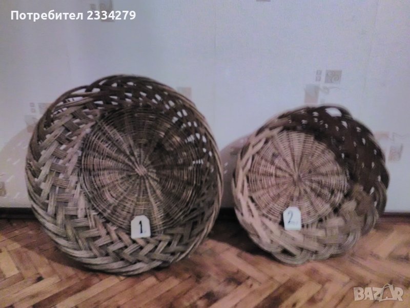 Стари плетени кошници-панери,големи ръчно изплетени, през 40-те години, снимка 1