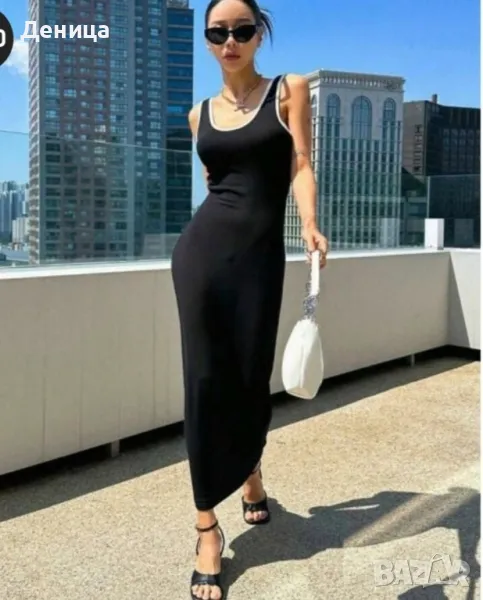 Атрактивна дамска рокля в черно с изрязан гръб размер Л, снимка 1