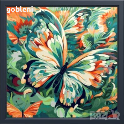 гоблен "АБСТРАКТНА ПЕПЕРУДА" Д 46; размери /37*37/см.; 30 цвята (ДМЦ); 62 лв., снимка 1