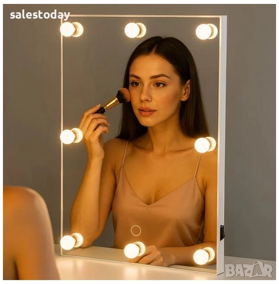 Светещо огледало за грим, 8 LED лампички, 40cm, снимка 1