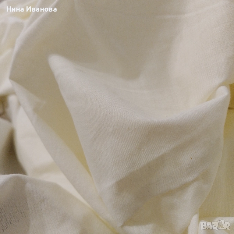 Чаршаф с драперия-покривка за легло, 180/200 нов,памук,бледожълт , снимка 1