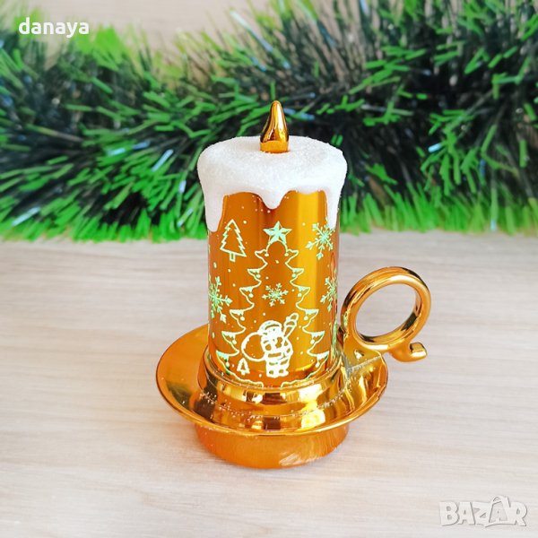 3180 Цветна коледна електронна свещ с преливащи Led светлини, 8см, снимка 1