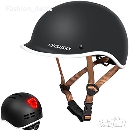 Нова Регулируема Велосипедна каска с USB акумулаторна задна светлина Мъже Жени Скутер Скейтборд , снимка 1