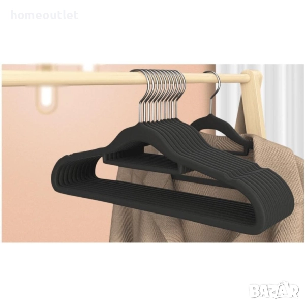 ПРОМОЦИЯ Кадифени закачалки с лента за аксесоари (к-кт от 54 бр.) X0016LGNTR, снимка 1